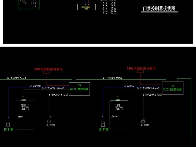 原创门禁系统图门禁控制器接线图CAD弱电智能化-版权<a href=https://www.yitu.cn/su/7381.html target=_blank class=infotextkey>可商用</a>