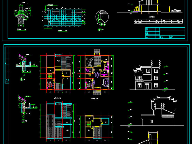 原创农村<a href=https://www.yitu.cn/su/6922.html target=_blank class=infotextkey>徽派别墅</a>CAD施工图