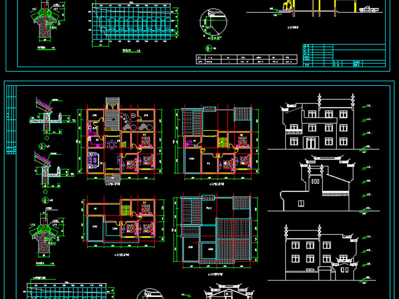 原创农村<a href=https://www.yitu.cn/su/6922.html target=_blank class=infotextkey>徽派别墅</a>CAD施工图