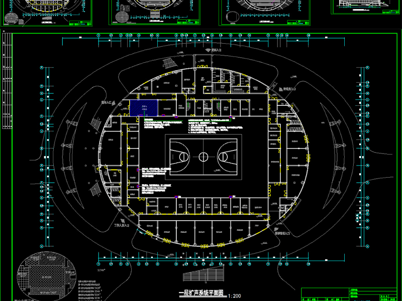 原创体育馆比赛系统及<a href=https://www.yitu.cn/sketchup/yingxiang/index.html target=_blank class=infotextkey><a href=https://www.yitu.cn/su/7223.html target=_blank class=infotextkey>音响</a></a>扩声系统全套施工图CAD弱电智能化