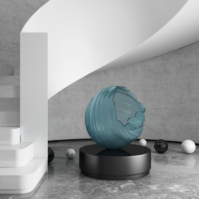 现代球形镂空雕塑3d模型
