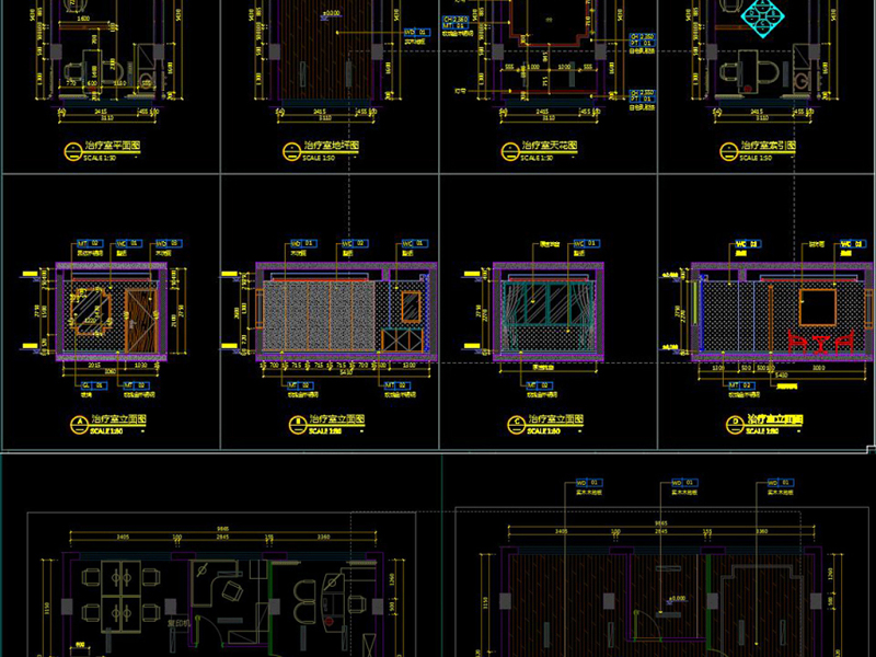 原创全套中医馆CAD施工图效果图
