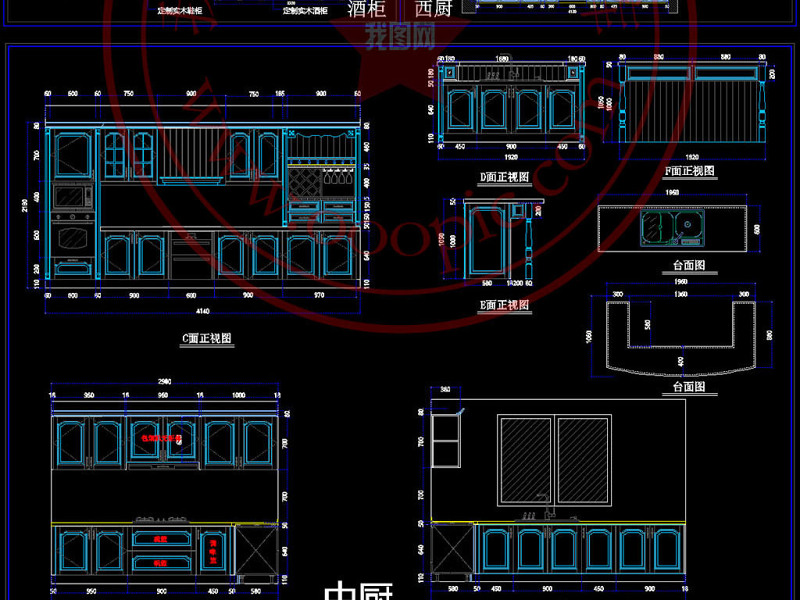 原创别墅护墙板柜类中西厨案例CAD<a href=https://www.yitu.cn/su/7937.html target=_blank class=infotextkey>图纸</a>