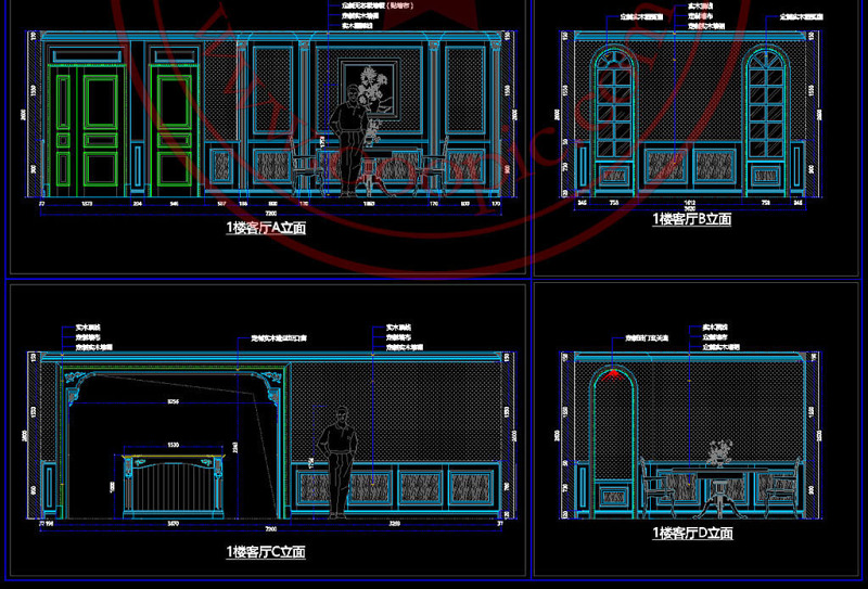 原创别墅护墙板柜类中西厨案例CAD<a href=https://www.yitu.cn/su/7937.html target=_blank class=infotextkey>图纸</a>