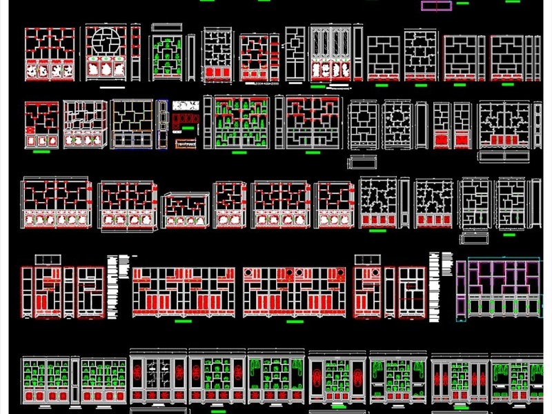 原创中式古典风格博古柜多宝格CAD图库大全
