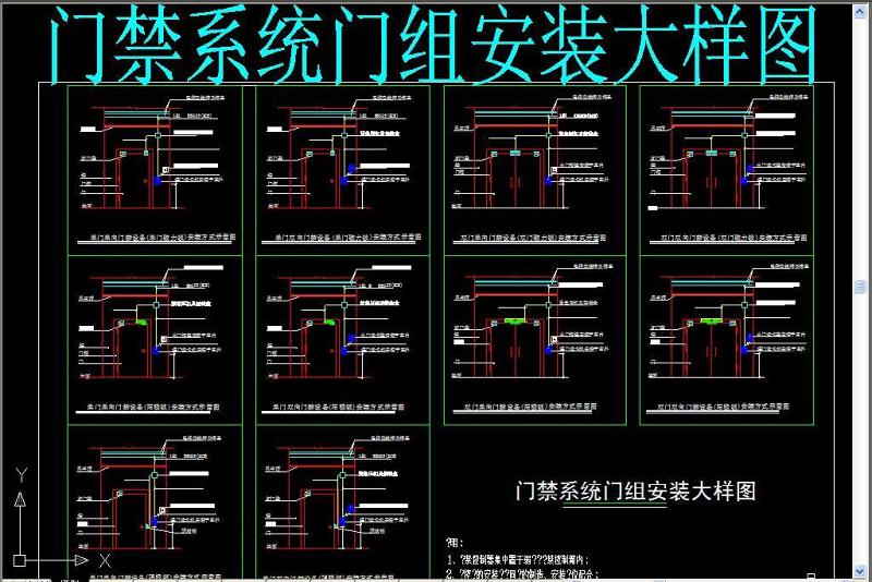 原创门禁系统门组安装大样图