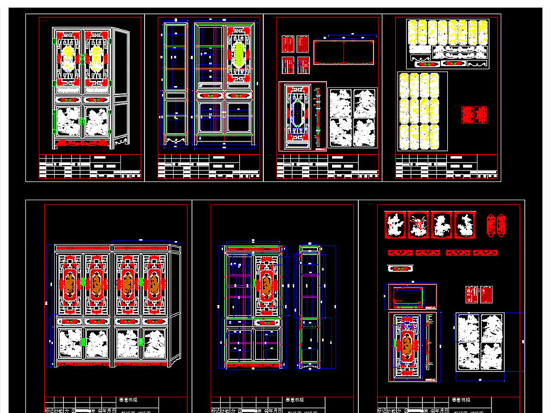 原创中式古典风格<a href=https://www.yitu.cn/sketchup/shugui/index.html target=_blank class=infotextkey>书柜</a>家具CAD图库大全