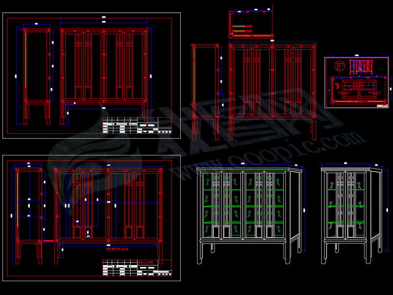 原创中式古典风格<a href=https://www.yitu.cn/sketchup/shugui/index.html target=_blank class=infotextkey>书柜</a>家具CAD图库大全