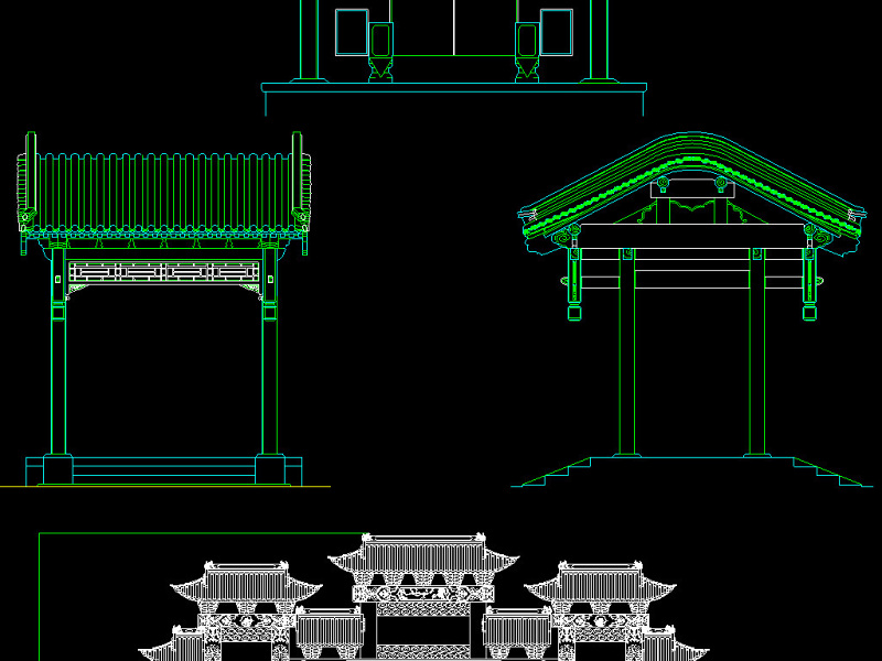 原创古建筑牌坊CAD景观图