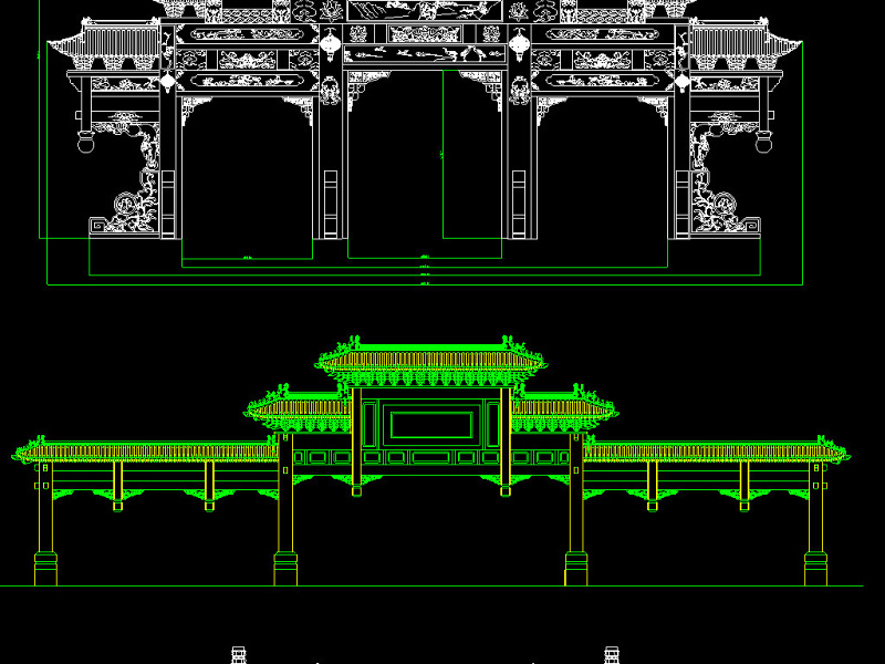 原创古建筑牌坊CAD景观图