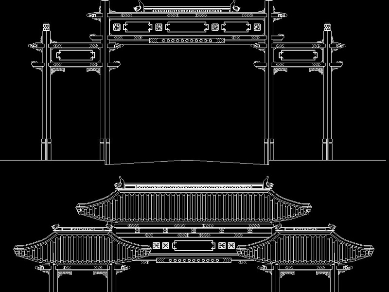 原创古建筑牌坊CAD景观图