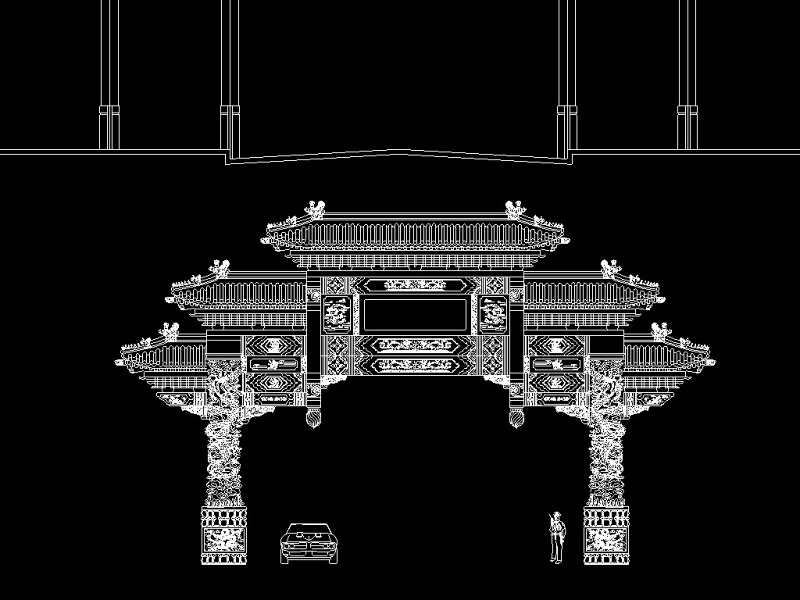 原创古建筑牌坊CAD景观图