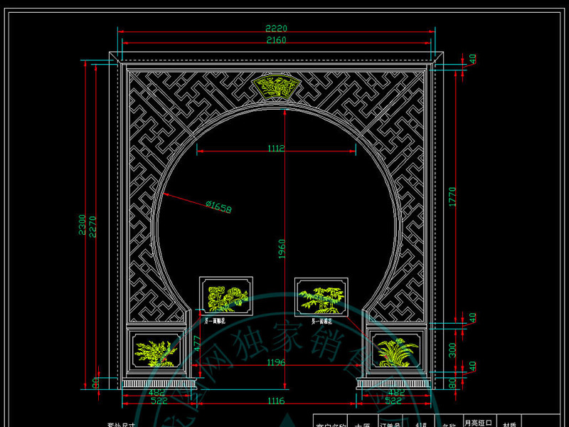 原创中式经典月亮门<a href=https://www.yitu.cn/su/8113.html target=_blank class=infotextkey>垭口</a><a href=https://www.yitu.cn/sketchup/huayi/index.html target=_blank class=infotextkey>花</a>格CAD图库-版权<a href=https://www.yitu.cn/su/7381.html target=_blank class=infotextkey>可商用</a>