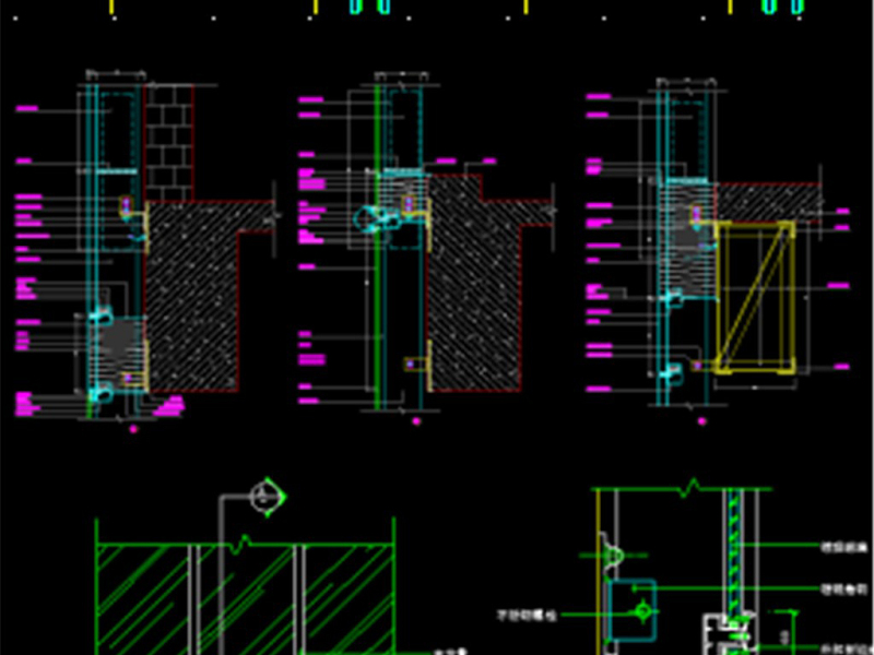 原创深化半隐形<a href=https://www.yitu.cn/su/7430.html target=_blank class=infotextkey>玻璃幕墙</a>CAD图库大全
