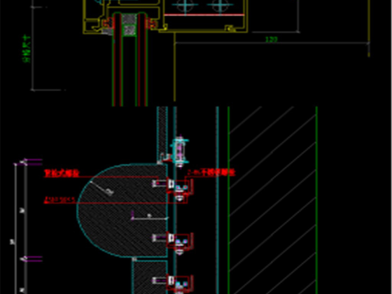 原创深化半隐形<a href=https://www.yitu.cn/su/7430.html target=_blank class=infotextkey>玻璃幕墙</a>CAD图库大全