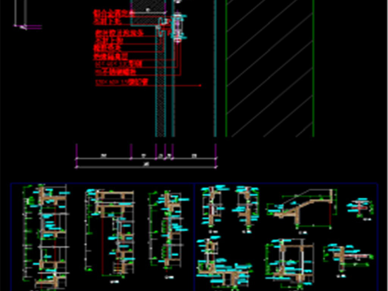 原创深化半隐形<a href=https://www.yitu.cn/su/7430.html target=_blank class=infotextkey>玻璃幕墙</a>CAD图库大全
