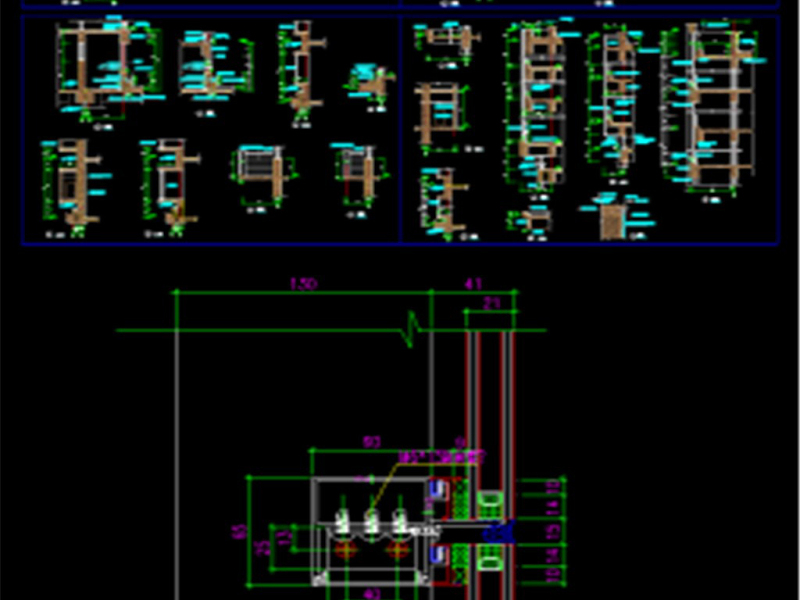 原创深化半隐形<a href=https://www.yitu.cn/su/7430.html target=_blank class=infotextkey>玻璃幕墙</a>CAD图库大全