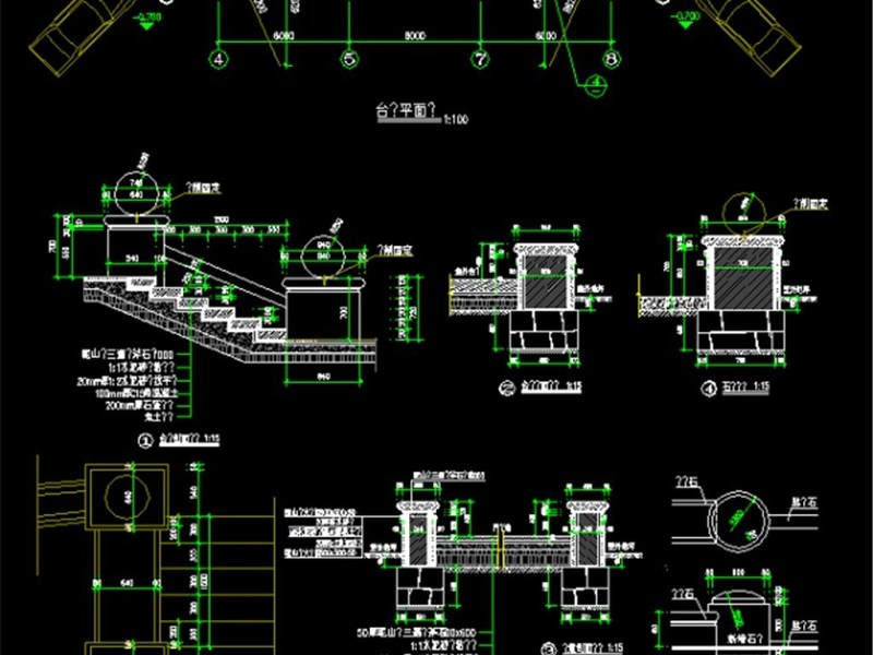 原创精品深化台阶坡道CAD图库大全
