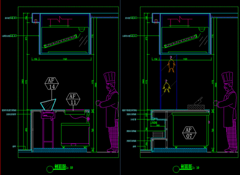 原创<a href=https://www.yitu.cn/sketchup/chufang/index.html target=_blank class=infotextkey><a href=https://www.yitu.cn/su/8620.html target=_blank class=infotextkey>厨房</a></a>明档三视图节点CAD施工图-版权<a href=https://www.yitu.cn/su/7381.html target=_blank class=infotextkey>可商用</a>