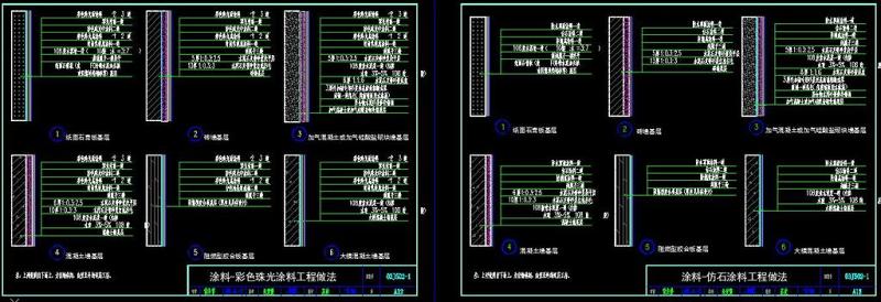 原创CAD涂料乳胶漆墙面大样图剖面图施工图