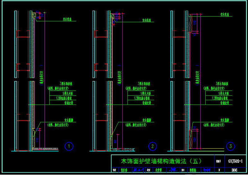 原创CAD木墙裙节点大样图建筑剖面图护墙板图