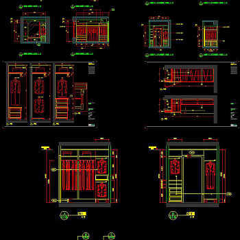 原创CAD衣柜设计施工图纸柜子立面图家具设计