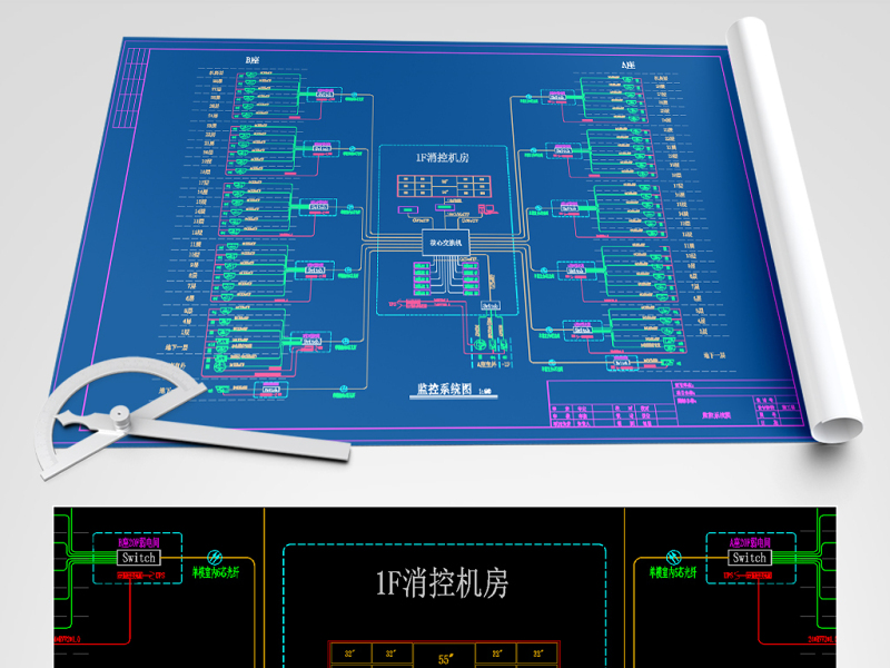 原创网络<a href=https://www.yitu.cn/su/7472.html target=_blank class=infotextkey>监控</a>系统图模板（高层建筑）CAD弱电智能化-版权<a href=https://www.yitu.cn/su/7381.html target=_blank class=infotextkey>可商用</a>