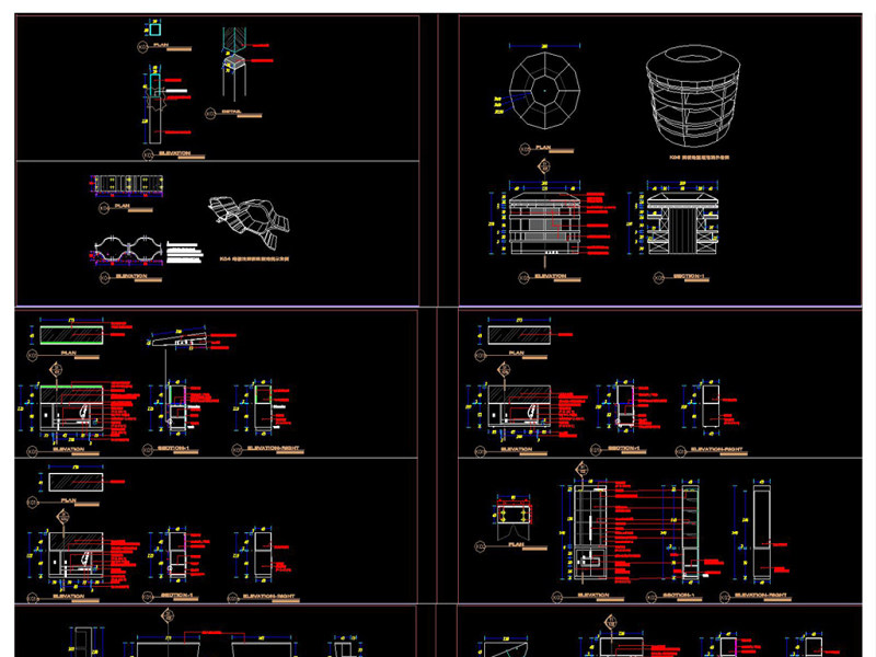 原创展厅柜台货架CAD施工图三维立体图-版权可商用