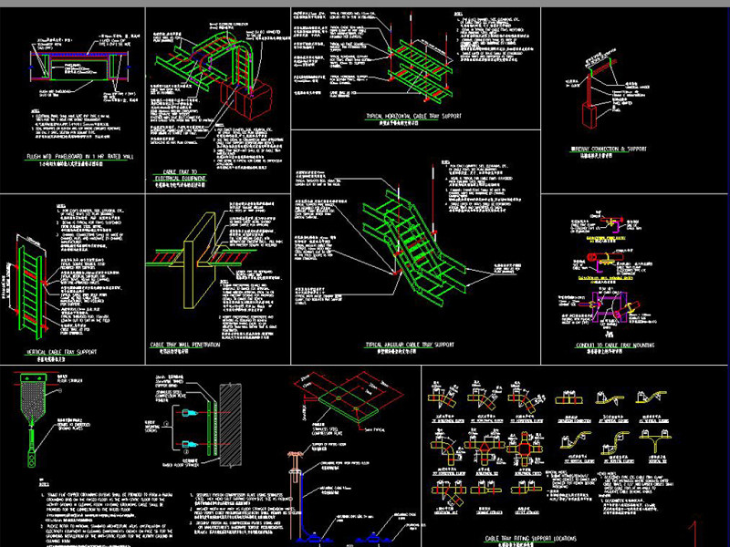 原创CAD建筑电气施工常用节点详图汇总（桥架、线管、机电设备）-版权可商用