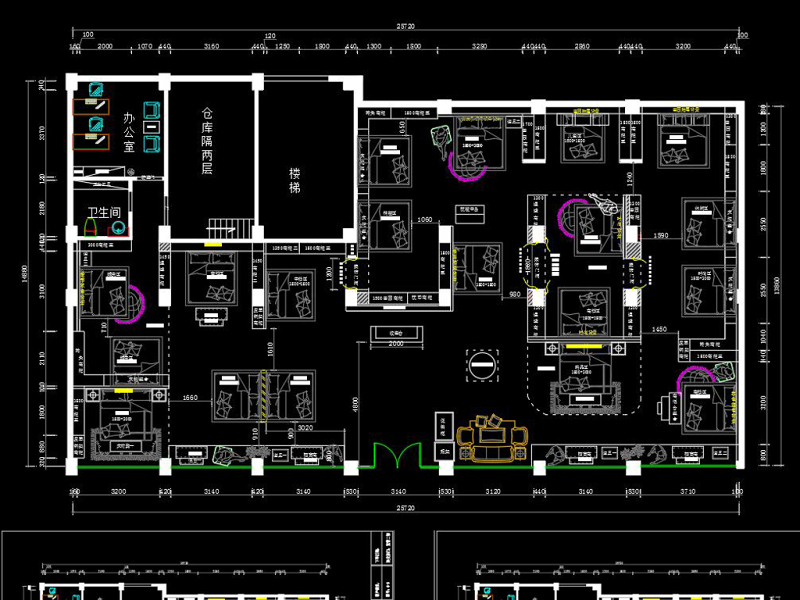 原创全套高端<a href=https://www.yitu.cn/sketchup/jiafang/index.html target=_blank class=infotextkey>家纺</a>店CAD施工图效果图