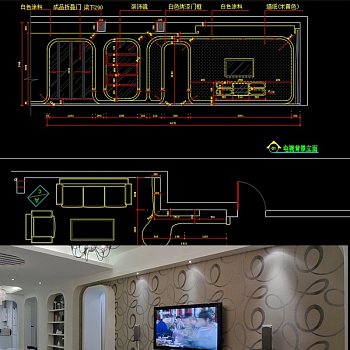 原创18套电视背景墙CAD图纸带效果图