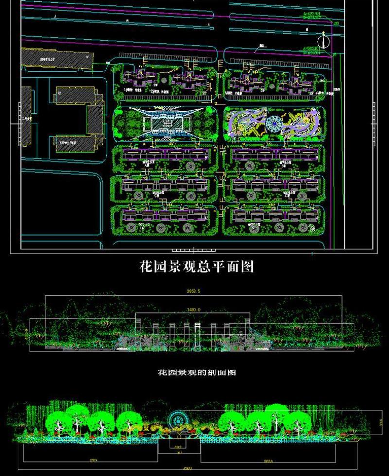 <a href=https://www.yitu.cn/sketchup/huayi/index.html target=_blank class=infotextkey>花</a>园景观<a href=https://www.yitu.cn/su/7392.html target=_blank class=infotextkey>平面</a>图立面图剖面图图片