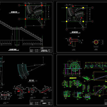 实用旋转楼梯全套图cad图纸