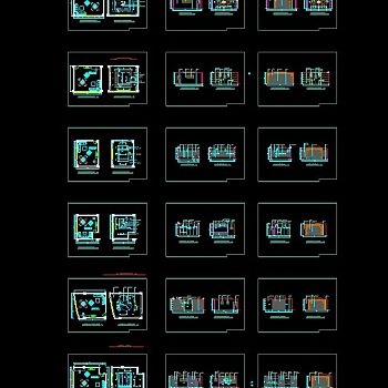 某6间棋牌室全套CAD装修施工图纸