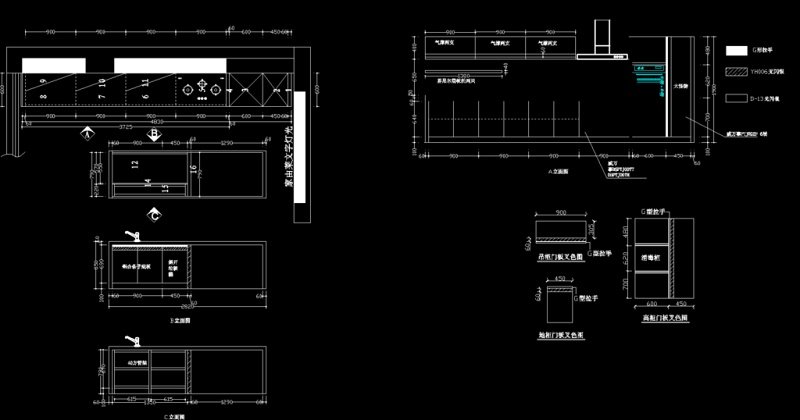 3套厨柜设计CAD图纸图片