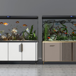 现代轻奢鱼缸水族箱3d模型