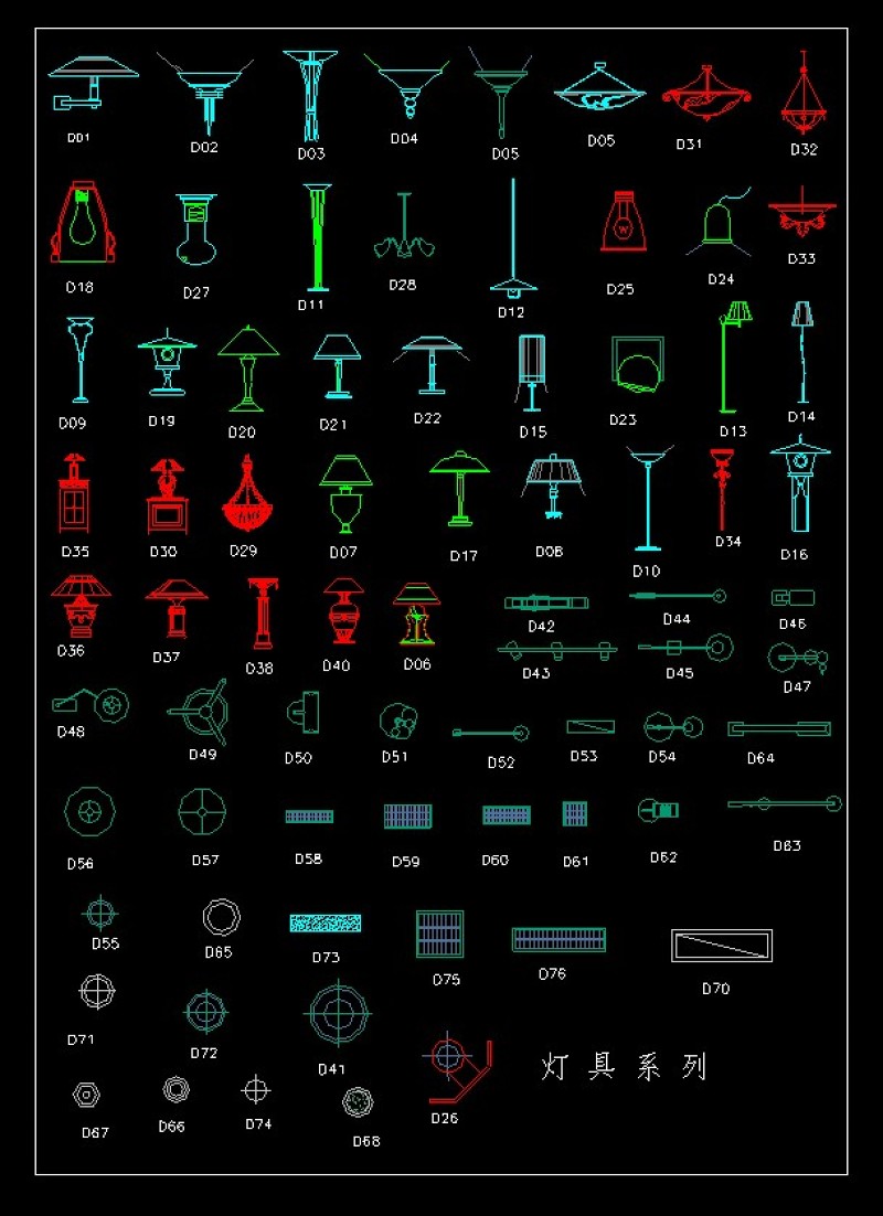 CAD<a href=https://www.yitu.cn/su/6833.html target=_blank class=infotextkey>灯具</a>图块
