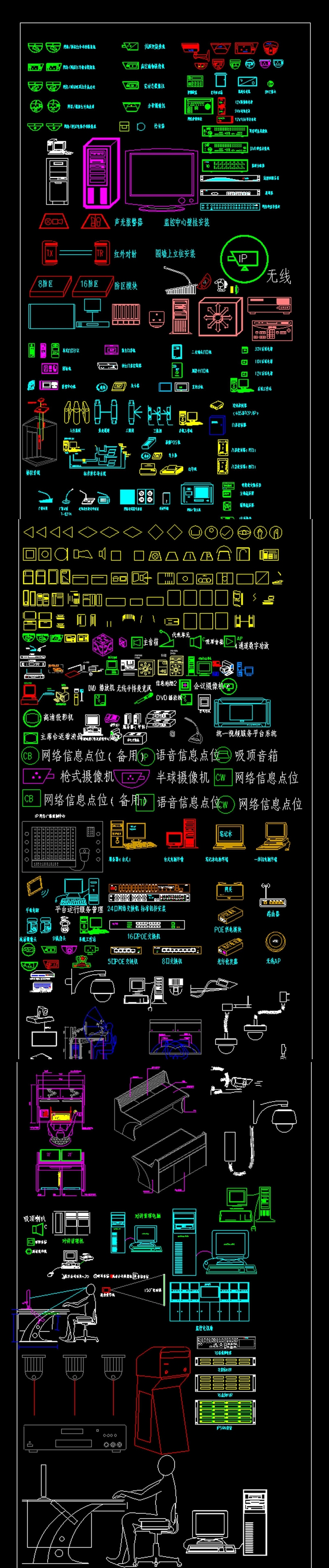 原创智能弱电安防<a href=https://www.yitu.cn/su/7472.html target=_blank class=infotextkey>监控</a>CAD图块