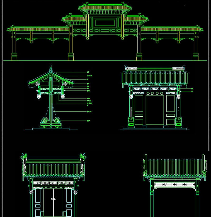 原创中式古建牌坊CAD施工图