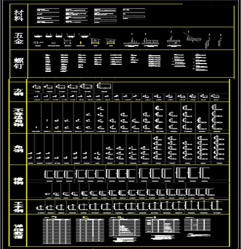 金属钢材<a href=https://www.yitu.cn/sketchup/wujin/index.html target=_blank class=infotextkey>五金</a>螺钉CAD图库