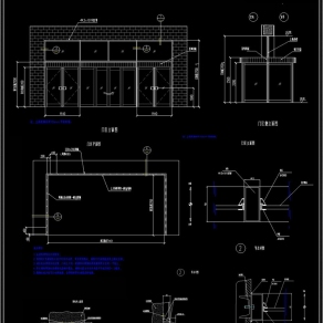 推拉门和感应门和旋转门CAD详图施工图纸3D模型