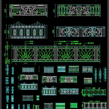 原创铁艺栏杆图库施工图