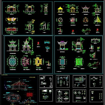 古建筑亭子CAD施工图集