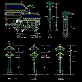 入口石牌楼建筑结构CAD图纸