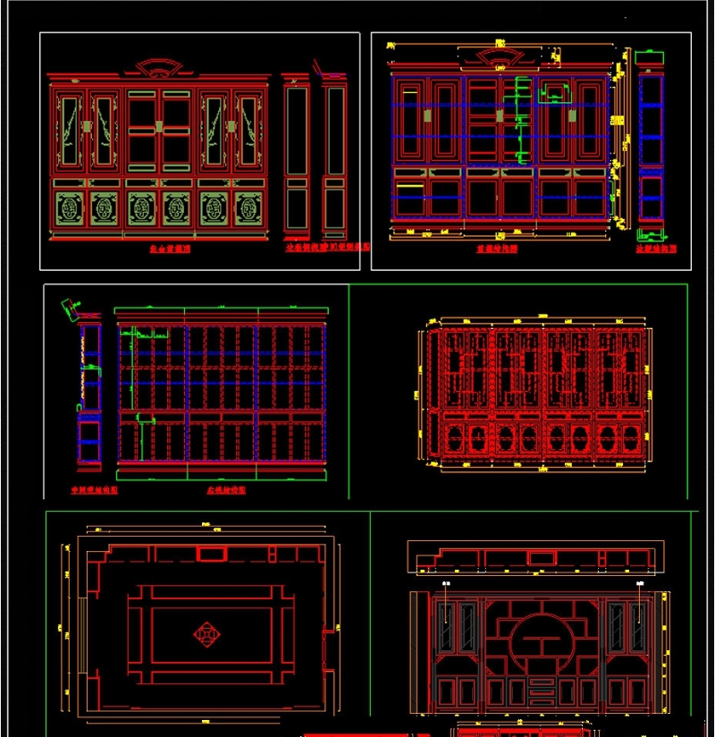 中式<a href=https://www.yitu.cn/sketchup/shugui/index.html target=_blank class=infotextkey>书柜</a>CAD图库