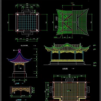 原创古式亭子CAD图纸