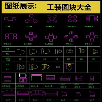 原创2019最新工装图块CAD素材