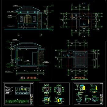 岗亭景观亭CAD施工图纸