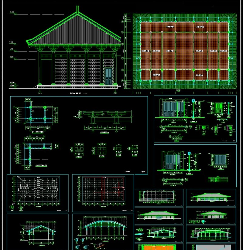 大雄宝殿建筑结构CAD施工图纸