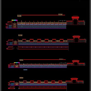 围墙铁艺大门CAD图附施工材质文字说明